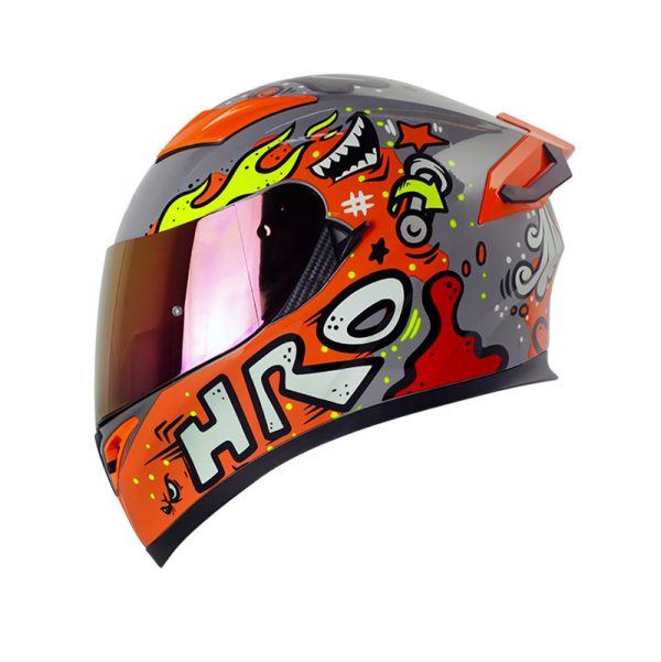 Casco Integral HRO 514DV EVO FUNNER GRIS NARDO NARANJA NEON VISOR IRIDIUM ROJO