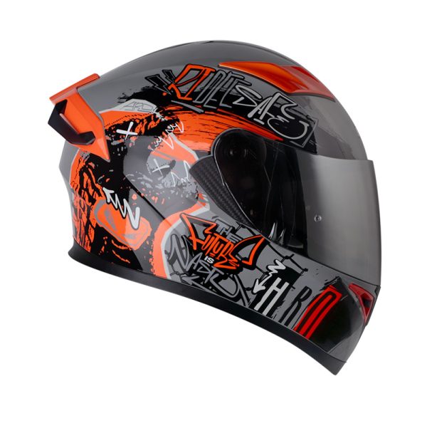 Casco Integral HRO 514DV EVO GRUNGE GRIS NARANJA NEON VISOR SILVER - Imagen 2