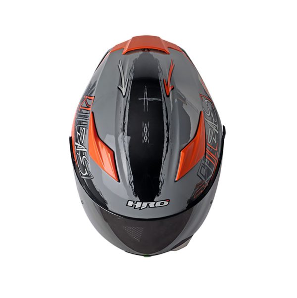 Casco Integral HRO 514DV EVO GRUNGE GRIS NARANJA NEON VISOR SILVER - Imagen 4