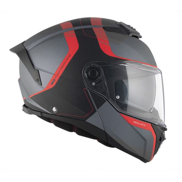 Casco Abatible MT ATOM 2 SV Emalla B15 Negro Rojo Gris Mate - Imagen 3