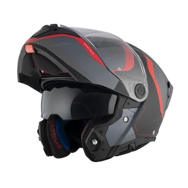 Casco Abatible MT ATOM 2 SV Emalla B15 Negro Rojo Gris Mate