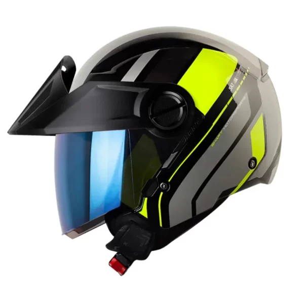 Casco Abierto SHAFT 212 SPEC NEGRO AMARILLO NEON BRILLANTE VISOR AZUL IRIDIUM