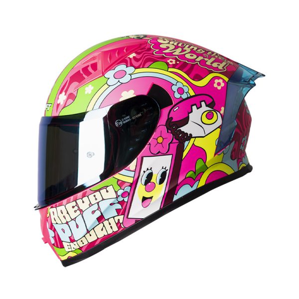 CASCO INTEGRAL SHAFT 526 SP BACK 2 BACK CHICAS SUPER PODEROSAS VISOR IRIDIUM AZUL