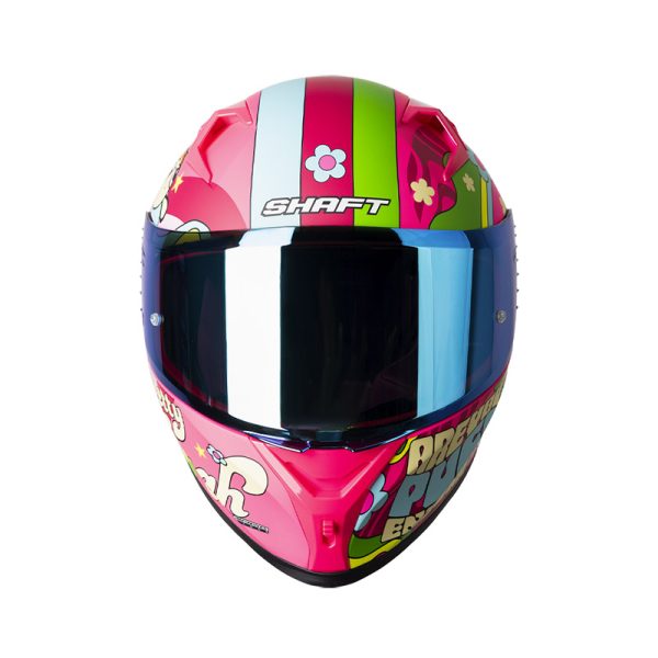 CASCO INTEGRAL SHAFT 526 SP BACK 2 BACK CHICAS SUPER PODEROSAS VISOR IRIDIUM AZUL - Imagen 2