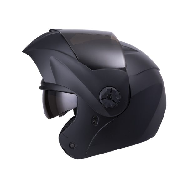 CASCO ABATIBLE ICH 3110 SOLID NEGRO MATE VISOR HUMO + VISOR TRANSPARENTE - Imagen 2