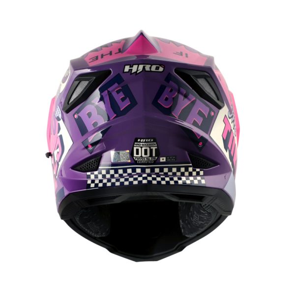 CASCO MULTIPROPOSITO HRO MX330DV BYE BYE MORADO FUCSIA BRILLANTE VISOR IRIDIUM MORADO - Imagen 2