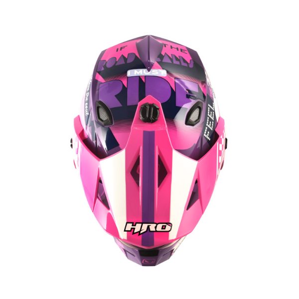 CASCO MULTIPROPOSITO HRO MX330DV BYE BYE MORADO FUCSIA BRILLANTE VISOR IRIDIUM MORADO - Imagen 3