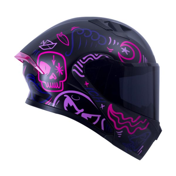 CASCO ABATIBLE ICH 3120 FRESH NEGRO MATE FUCSIA VISOR HUMO - Imagen 2