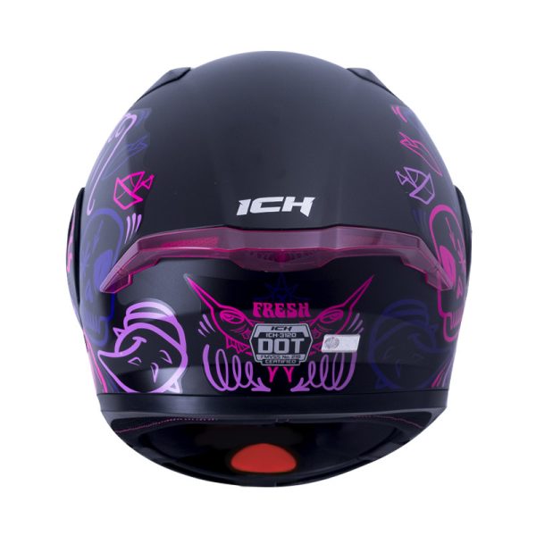 CASCO ABATIBLE ICH 3120 FRESH NEGRO MATE FUCSIA VISOR HUMO - Imagen 3