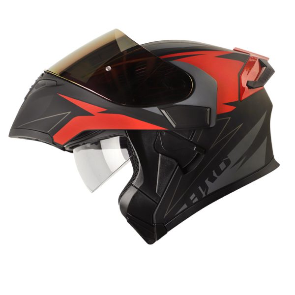 Casco ABATIBLE HRO 3400 DV EVO BREAKS NEGRO ROJO VISOR IRIDIUM ROJO - Imagen 2