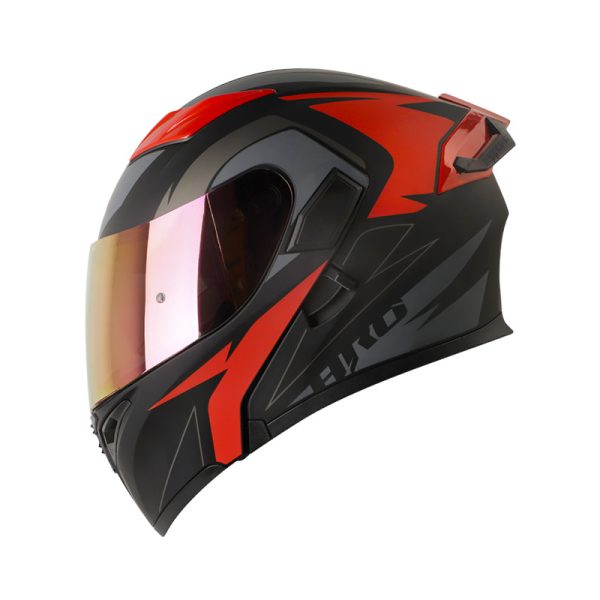 Casco ABATIBLE HRO 3400 DV EVO BREAKS NEGRO ROJO VISOR IRIDIUM ROJO