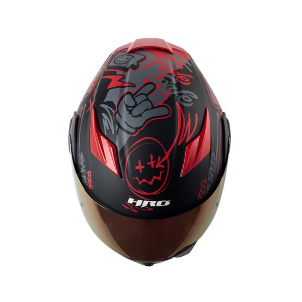 Casco ABATIBLE HRO 3400 DV EVO RAZOR NEGRO ROJO VISOR IRIDIUM ROJO - Imagen 3