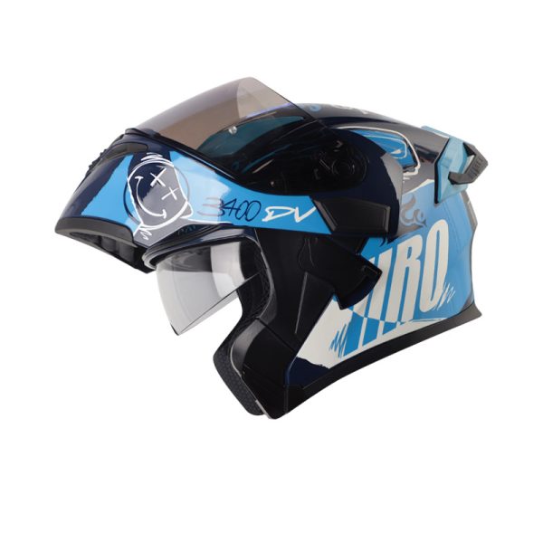 Casco ABATIBLE HRO 3400 DV EVO RAZOR AZUL OSCURO AZUL VISOR IRIDIUM AZUL - Imagen 2