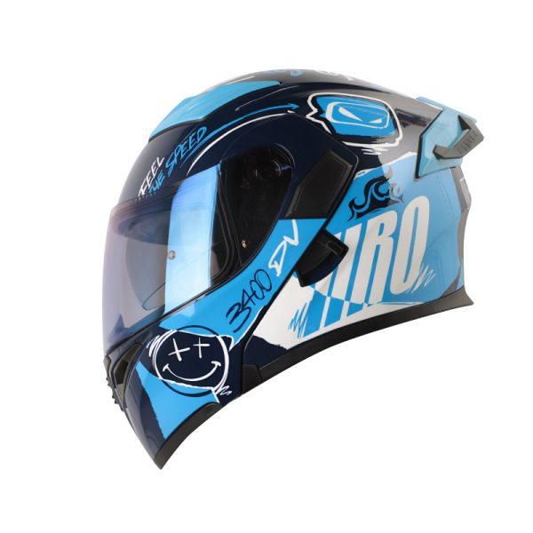 Casco ABATIBLE HRO 3400 DV EVO RAZOR AZUL OSCURO AZUL VISOR IRIDIUM AZUL