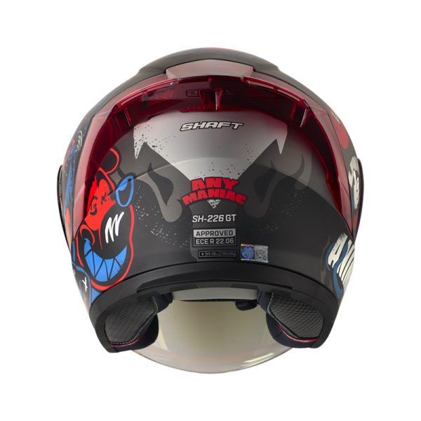 Casco Abierto Shaft SH-226GT ANIMATIC NEGRO AZUL ROJO MATE VISOR IRIDIUM ROJO - Imagen 3