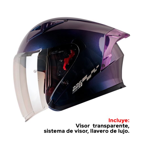 Casco Abierto Shaft SH-226GT SOLID CAMALEON VISOR  IRIDIUM PLATEADO