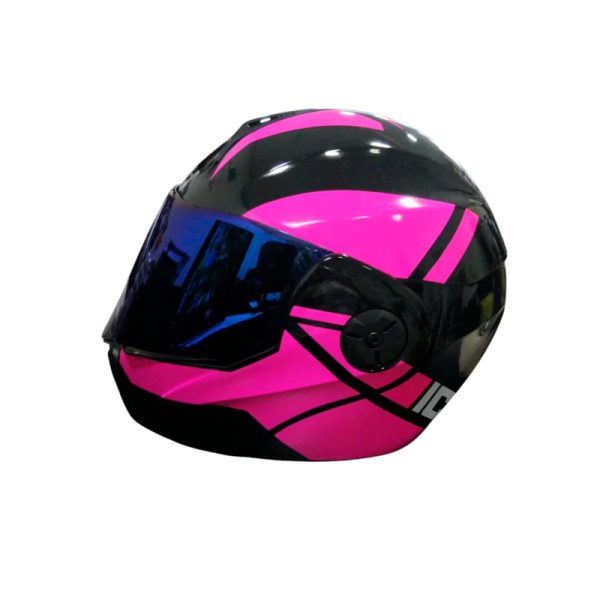 CASCO ABATIBLE ICH 3110 WINT NEGRO BRILLO FUCSIA VISOR AZUL+ VISOR TRANSPARENTE