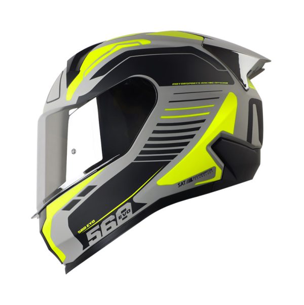 CASCO INTEGRAL SHAFT 560 EVO CHAOS GRIS AMARILLO NEON MATE VISOR IRIDIUM PLATEADO