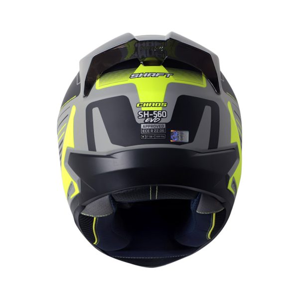 CASCO INTEGRAL SHAFT 560 EVO CHAOS GRIS AMARILLO NEON MATE VISOR IRIDIUM PLATEADO - Imagen 2