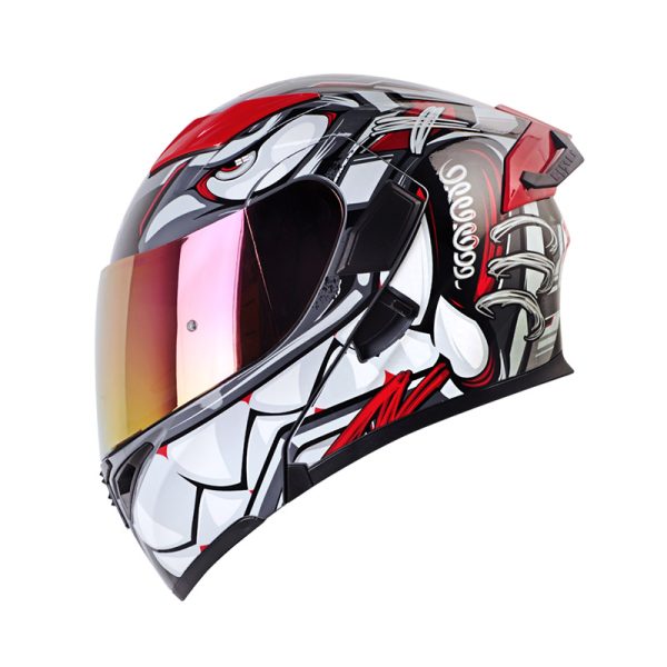 Casco ABATIBLE HRO 3400 DV EVO FULL GAS GRIS ROJO VISOR IRIDIUM ROJO