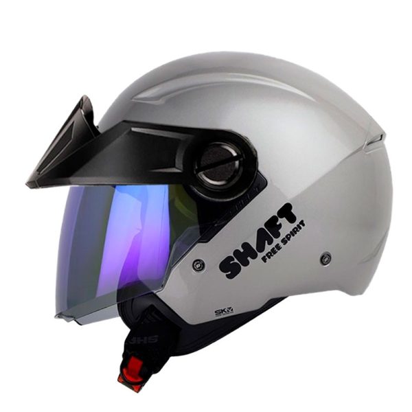 Casco Abierto SHAFT 212 SOLID GRIS BRILLANTE VISOR IRIDIUM AZUL