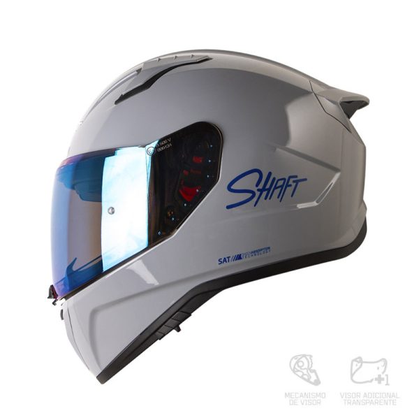 CASCO INTEGRAL SHAFT 532 DV SOLID GRIS VISOR IRIDIUM AZUL