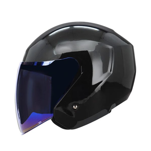 CASCO ABIERTO TECH 10 NEGRO BRILLANTE VISOR TORNASOL AZUL + VISOR TRANSPARENTE