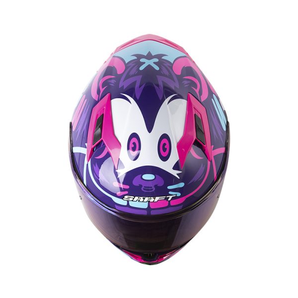 CASCO INTEGRAL SHAFT 522 BEARTY MORADO FUCSIA BRILLANTE VISOR IRIDIUM MORADO - Imagen 4
