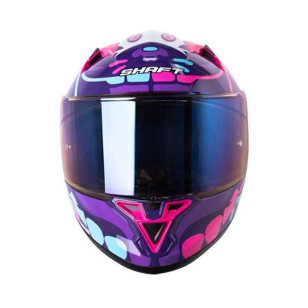 CASCO INTEGRAL SHAFT 522 BEARTY MORADO FUCSIA BRILLANTE VISOR IRIDIUM MORADO - Imagen 2
