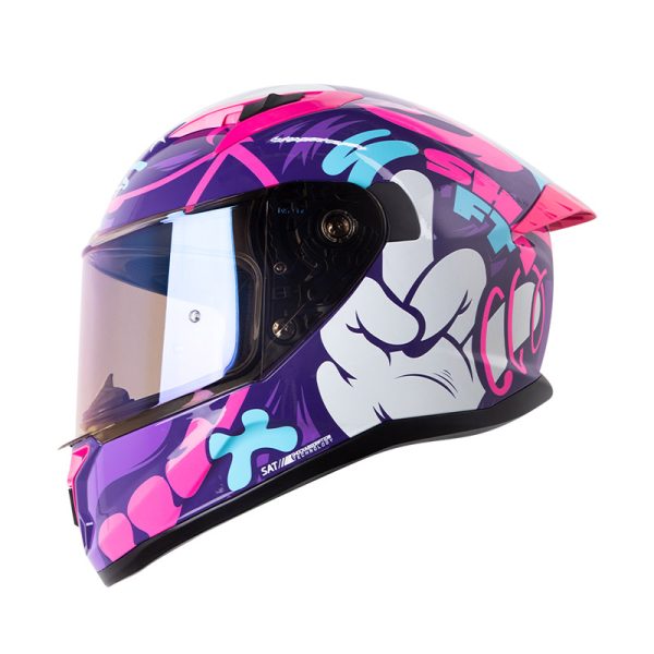 CASCO INTEGRAL SHAFT 522 BEARTY MORADO FUCSIA BRILLANTE VISOR IRIDIUM MORADO