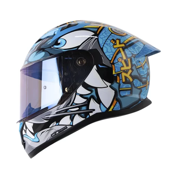 CASCO INTEGRAL SHAFT 522 VISERION AZUL BRILLANTE VISOR IRIDIUM AZUL