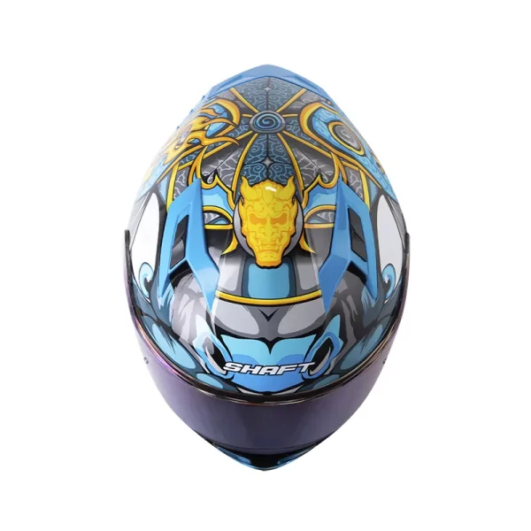 CASCO INTEGRAL SHAFT 522 VISERION AZUL BRILLANTE VISOR IRIDIUM AZUL - Imagen 4